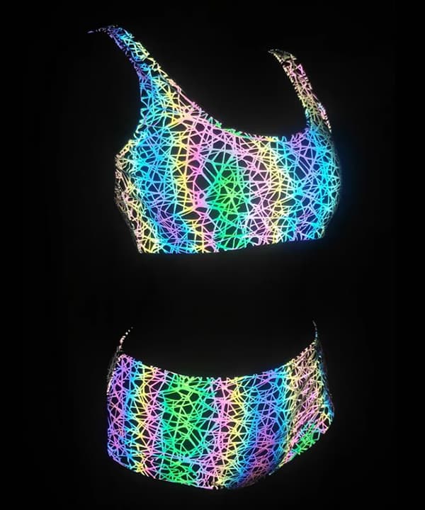 五彩印花反光比基尼
